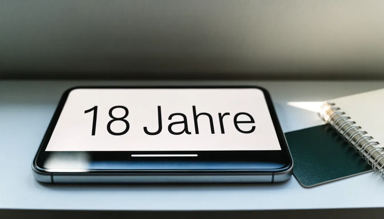 Eine kleine Messingwaage steht im Abendlicht auf einem dunklen Schreibtisch vor einem Bücherregal.