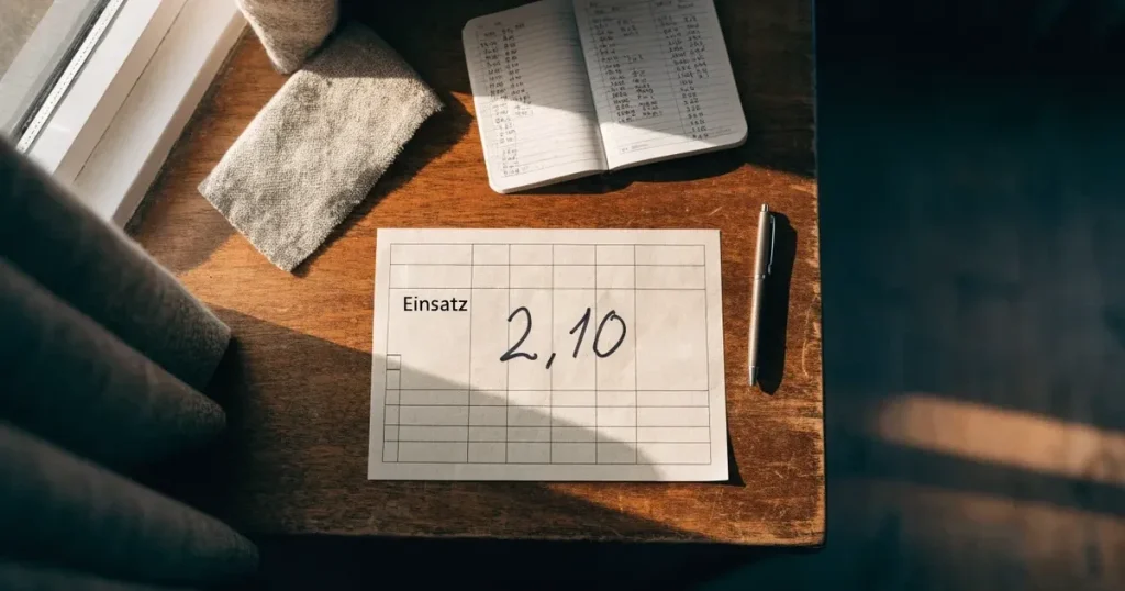 Eine Lupe liegt auf einem karierten Blatt neben einem Bleistift, das Licht fällt schräg durch ein Fenster.